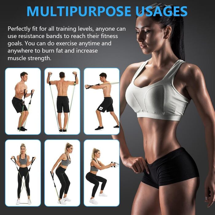 Набір еластичних стрічок Flintronic для фітнесу, силових тренувань та йоги (150 LBS, 12 шт.)