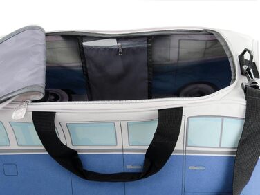 Сумка BRISA VW у стилі Volkswagen T1 Bulli, спортивна, через плече, ретро, велика, синьо-бежева, 60x30x30 см