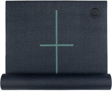 Йога мат Bodhi Leela Collection | Нековзна спортивна мат | Безпечна та миюча мат | PVC мат для йоги, пілатесу та гімнастики Yantra/Alignment, темно-синій