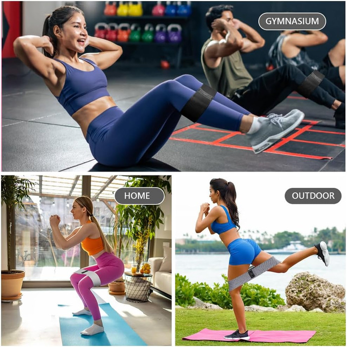 Фітнес-резинки Flintronic для стегон, набір еластичних стрічок для фітнесу, йоги, пілатесу, силових тренувань, тренувань ніг (C-чорний+D-темно-сірий+С-світло-сірий)