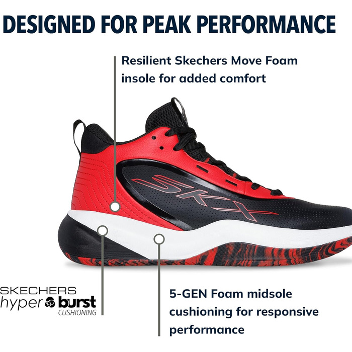 Кросівки для баскетболу Skechers League Sneaker (43 EU) - Чорний/Червоний