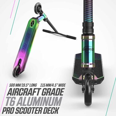 Скутер для трюків BERG Proxus X1 – дитячий, алюмінієвий, IHC компресія, ABEC 9, 110 мм колеса