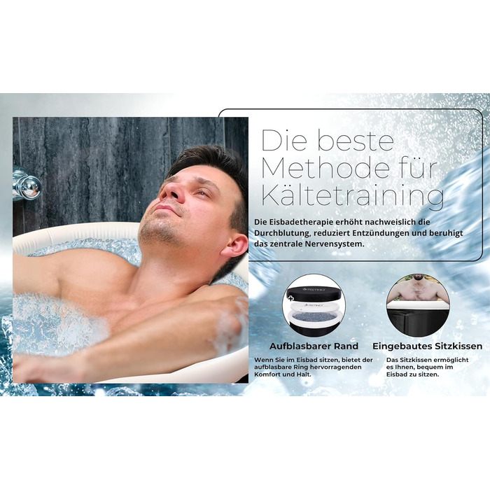 Ванна для криотерапії Retino™ XXL з кришкою, сидінням та термометром (Wim Hof Method)