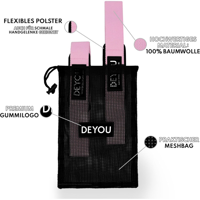 Підтримуючі рукави DEYOU для вузьких та середніх зап'ясть – м'які ремінці для тренувань, силових видів спорту, бодібілдингу (100% бавовна, сітчаста сумка) для жінок та чоловіків, пастельно-блакитні