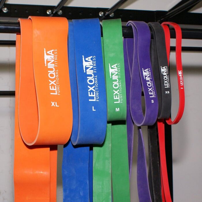 Lex Quinta Power Band – фітнес-стрічка для підтягувань, 6 рівнів опору (XXS-XL), еспандер для спорту, максимальний опір 36 кг