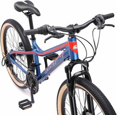 Гірський велосипед BIKESTAR алюмінієвий 24 дюйми для дітей 9-14 років, 21-швидкісна Shimano, дискові гальма, амортизаційна вилка
