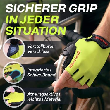 Велосипедні рукавички MACCIAVEI® для чоловіків та жінок | З підкладкою, дихаючі, безпечні | Рукавички для MTB, шосе, трекінгу | Жовті/неонові, розмір M