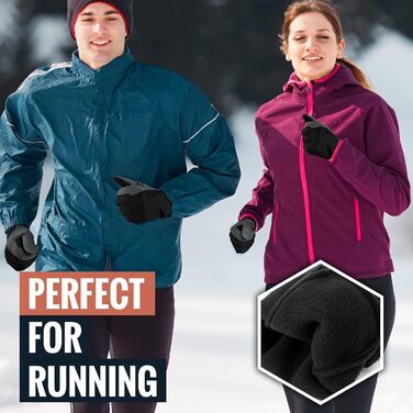 Зимові рукавички OZERO для чоловіків, чорні – водонепроникні, з підтримкою сенсорного екрану, з Softshell, неслизькі – для бігу, велосипеда, ходьби, активного відпочинку в холодну погоду