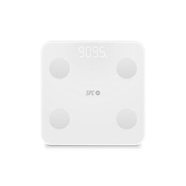 SPC Atenea Fit 3 – електронна вага з біоімпедансом, 18 метрик, аналізатор складу тіла, BMI, вісцеральний жир, м'язова маса, базовий метаболізм, до 10 користувачів, синхронізація з додатком через Bluetooth, білий колір