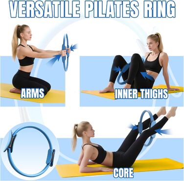 Набір для пілатесу Aischens: кільце Magic Circle, міні-м'яч, еластичні стрічки (6 шт.), для дому, фітнесу, йоги