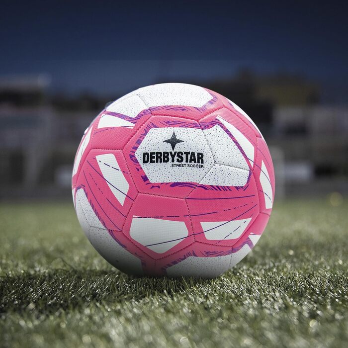 М'яч для вуличного футболу Derbystar Street Soccer, розмір 5, біло-рожевий, для відпочинку, 5 яскравих кольорів