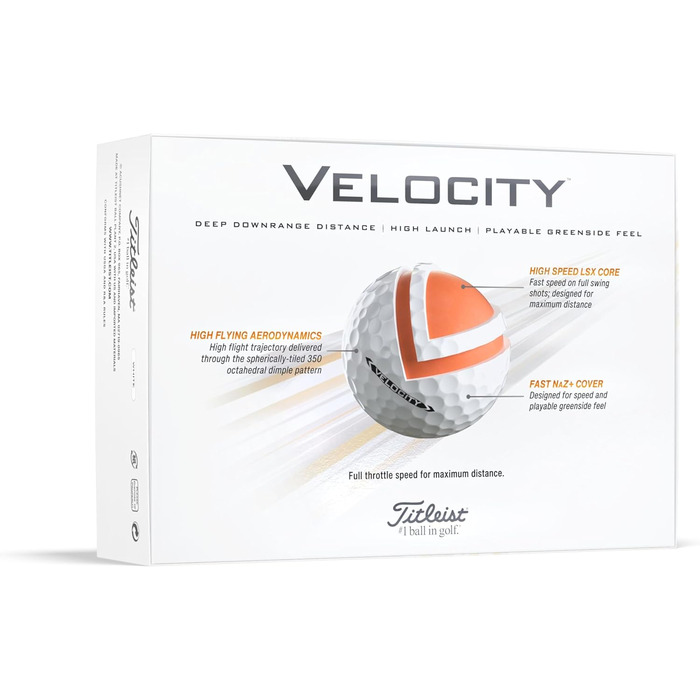 Гольф-м'яч Titleist Velocity, 12 шт, білий