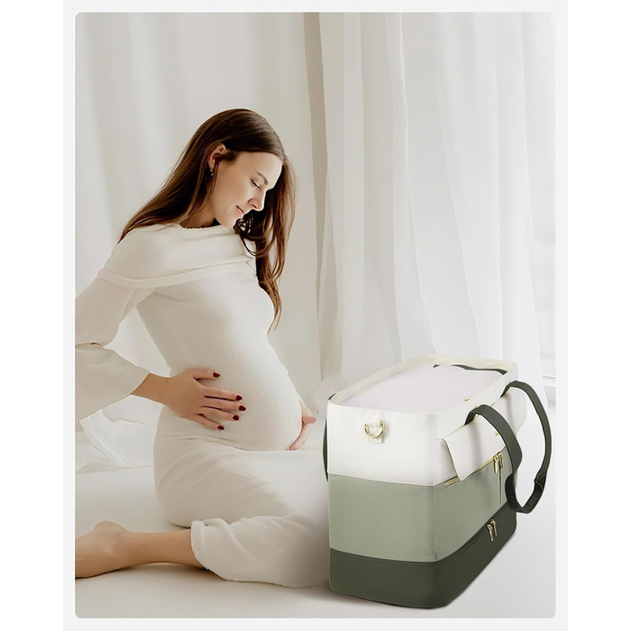 Спортивна сумка LOVEVOOK Weekender 45L з відділенням для взуття та мокрих речей, для подорожей, спортзалу, пологового будинку, ручної поклажі (зелено-бежева)