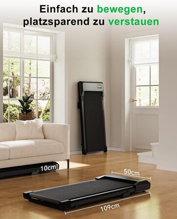 Бігова доріжка Lacuffy Walking Pad з нахилом та AI-тренуванням, керування через додаток, для дому та під стіл, макс. 136 кг, 90 см, чорна