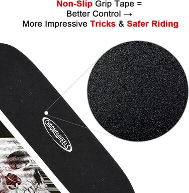 Скейтборд ChromeWheels 31 дюйм Double Kick Cruiser Longboard для дітей та початківців, 8 шарів клена, білий