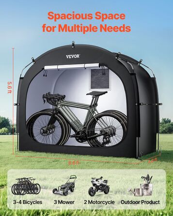 Навіс для велосипедів VEVOR на 3-4 велосипеда, 203x122x169 см, з вентиляцією, міцний, з фібергласу
