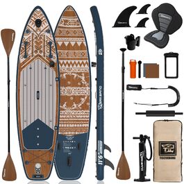 SUP дошка TIGERXBANG надувна 353x89x15 см, Tribal Imprint, широка та стабільна, для дорослих, сімейства та початківців, з повним комплектом, блакитна