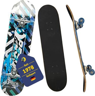 Скейтборд Best Sporting з підшипниками ABEC 7, дерево та алюміній, для дорослих, 78,5×20,4 см, синій, вуличний