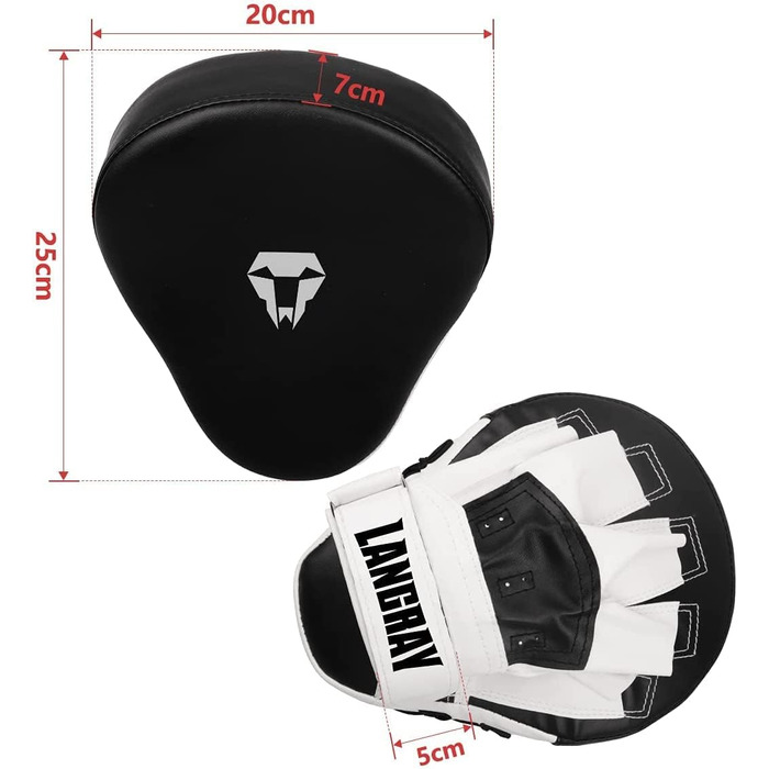 Рукавички для боксу LangRay - 1 пара, з штучної шкіри, для кікбоксингу, MMA, муай-тай, карате (чорно-білі)