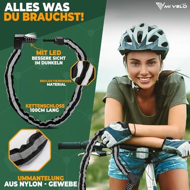 Замок для велосипеда MIVELO з цифровим кодом, 100 см, 8 мм сталь, для E-bike, MTB, шосе