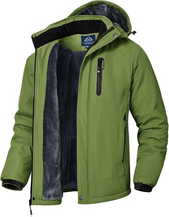Чоловіча зимова куртка YSENTO, водонепроникна, тепла флісова підкладка, софтшелл, дихаюча, для катання на лижах та сноуборді з капюшоном (L, Зелений)
