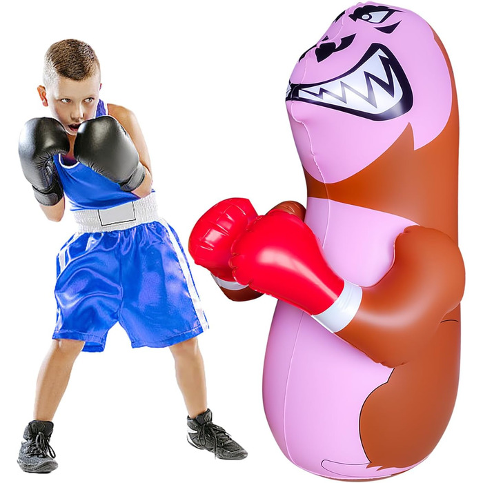 Дитячий боксерський мішок для ударів, стоячий мішок для кікбоксингу, боксерський манекен, надувний, для хлопчиків, спорт, подарунок, активний відпочинок на вулиці, ігри на подвір'ї (Орангутанг)