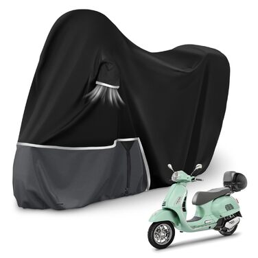 Водонепроникний чохол для моторолика Piaggio Vespa GTV GTS GT 60/125/200/250/300 з кофром, тканина 420D Oxford, чорно-сірий