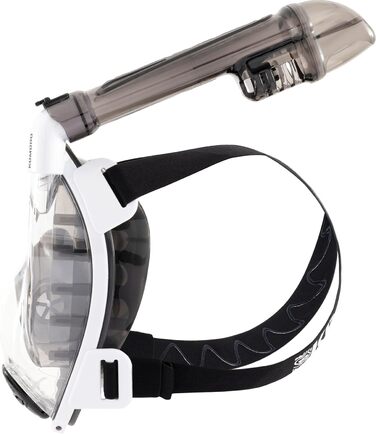 Маска для снорклінгу CRESSI Komodo Full Face Dry – повна маска з широким оглядом 180°, захистом від CO2, антизапітніючого силікону та бічним трубою. Розмір S/M, білий/чорний.