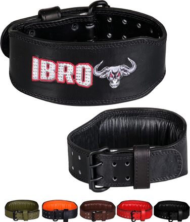 Позбиковий пояс для важкої атлетики IBRO з натуральної шкіри, 7 мм, для чоловіків, присідання, станова тяга, силові тренування, бодібілдинг, міцна сталева роликова застібка, комфортне важке підняття, м'яка спинна підтримка (чорний, XS)
