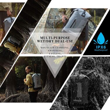 Водонепроникний рюкзак IDRYBAG Dry Bag 20L/30L/40L: для подорожей, каякінгу, сірого кольору