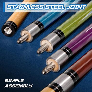 Набір кийків для більяру FESHIR (4 шт.) з преміум-мапи, крейда для кийків, 58''