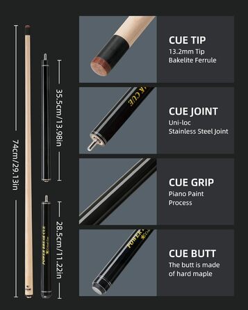 Професійна кий для більярду/пулу Crival Heavy Hitter Jump-Break-Queue, 3-х частин, 137.2 см, з клена, чорного кольору