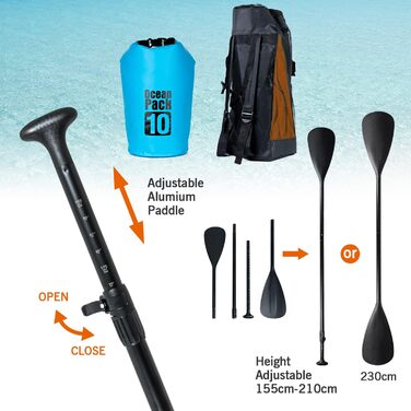 Надувна SUP-дошка YU YUSING 320/335x76x16.5 см з веслом, насосом, рюкзаком, страхувальним шнуром і водонепроникною сумкою, для стоячого веслування, до 150 кг