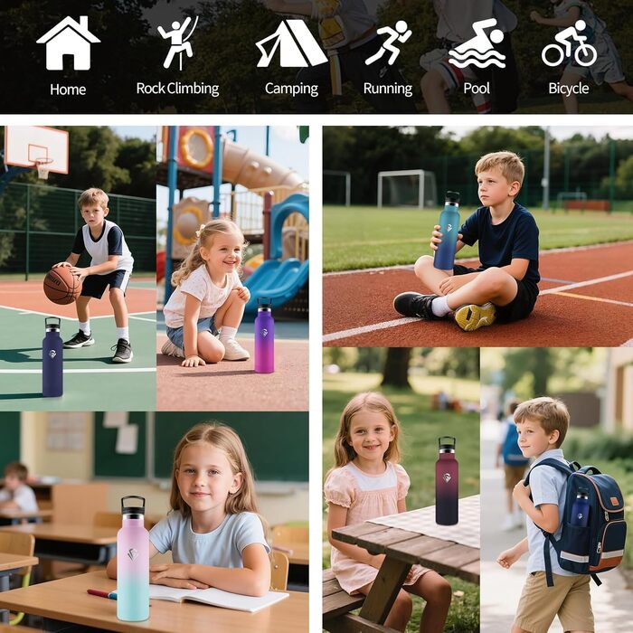 Термофляга 500 мл, нержавіюча сталь, з соломкою, без BPA, подвійна ізоляція, для води, термокружка, витримує газовані напої, темно-синій