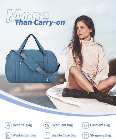 Дорожня сумка Narwey для ручної поклажі 40л, жіноча та чоловіча, EasyJet 45x36x20, спортивна сумка-вікендер, синя, без відділення для ноутбука