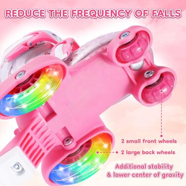 Роликові ковзани для дітей регульовані, рожеві, 24-31 розмір, для дівчаток, підходять для занять в приміщенні та на вулиці