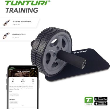Ролик для пресу Tunturi Ab Roller з підкладкою для колін, тренажер для пресу та верхньої частини тіла