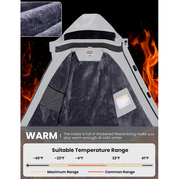 Чоловіча водонепроникна лижна куртка WUFU, тепла зимова модель, вітрозахисний Windbreaker, колір сірий (3XL)