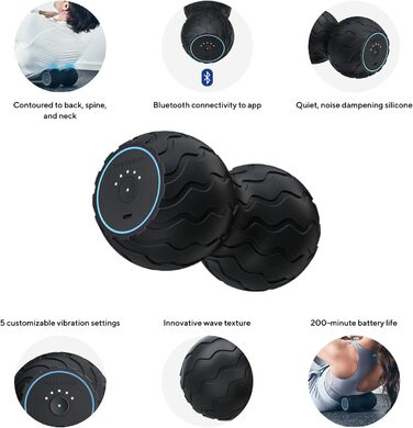 Ергономічний масажний ролер Therabody Wave Duo з Bluetooth, для спини, шиї та хребта, 5 режимів вібрації