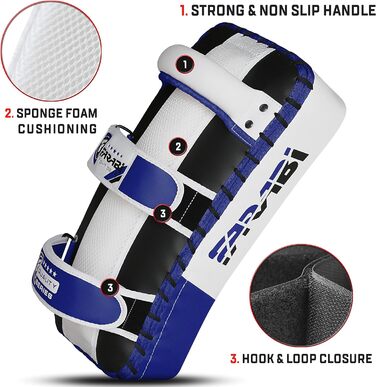 Подушки для ударів Farabi Sports Curved Kick Pads, сині - для кікбоксингу, ММА, Муай Тай, тренувань та кікбоксингу