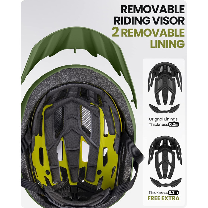 Велосипедний шолом OutdoorMaster MIPS, змінна підкладка, вентиляція, для підлітків і дорослих, гірський та шосейний, 59-61 см, зелений