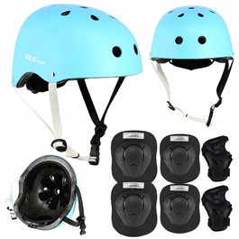 Дитячий велосипедний шолом з регулюванням + комплект захисту для скейту, розмір M