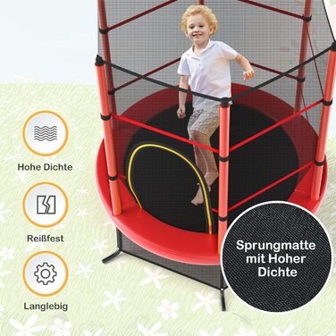 Батут GOPLUS Indoor з сіткою безпеки, дахом, сталевою конструкцією, стрибучою поверхнею, для саду, круглий, до 135 кг, Ø165 x 191 см