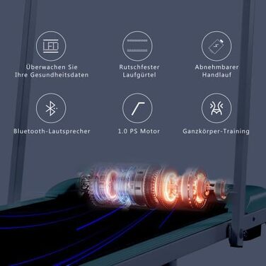 Бігова доріжка SogesHome 2 в 1 для дому, Walking Pad з LED-дисплеєм, Bluetooth, дистанційним керуванням, 1-6 км/год, чорна