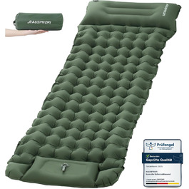 Килимок туристичний самонадувний HAUSPROFI, Ultraleicht, для кемпінгу, з помпою та подушкою, армійний камуфляж