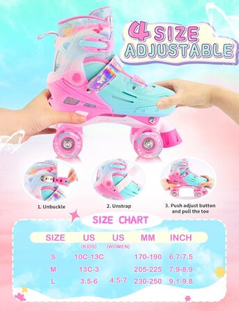 Роликові ковзани 2PM SPORTS для дітей: регульовані, рожево-блакитні, для новачків (28-31 EU)