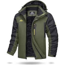 TACVASEN чоловіча тепла зимова куртка, водонепроникна функціональна куртка з капюшоном та довгими рукавами, армійного кольору