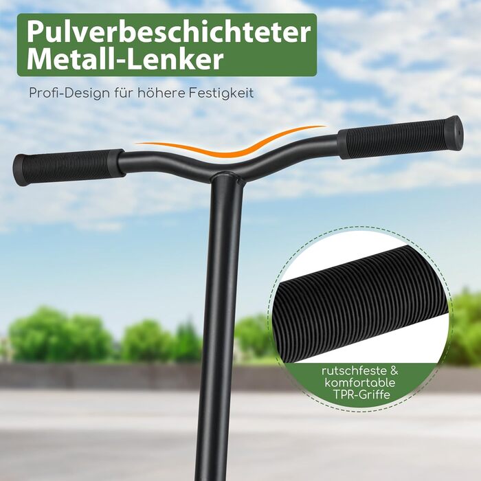 COSTWAY Стантер скутер з 360° поворотом, колеса 110 мм PU, підшипники ABEC-7, алюмінієва дека, вантажопідйомність 100 кг, для дітей від 10 років (зелений)
