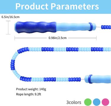 Стрибкове канат Leeboom: регульована довжина, без перекручування, сегментований, з м'якими кульками, для дітей, чоловіків та жінок, для схуднення, 2.5 м, чорний