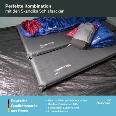 Skandika Premium Easy Isomatte 3D: Самонадувний килимок для кемпінгу, 10 см, одинарний/подвійний - для намету, авто, відпочинку на природі